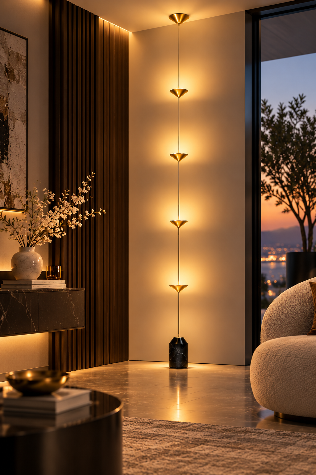 Lampadaire Vertical Sculptural — Élégance & Lumière d’Ambiance