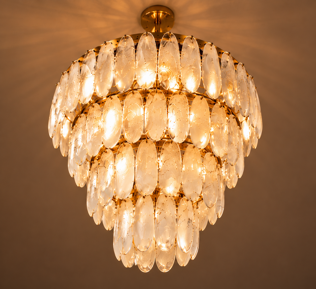 Lustre Cascade en Verre — Éclat Sculptural & Élégance Intemporelle