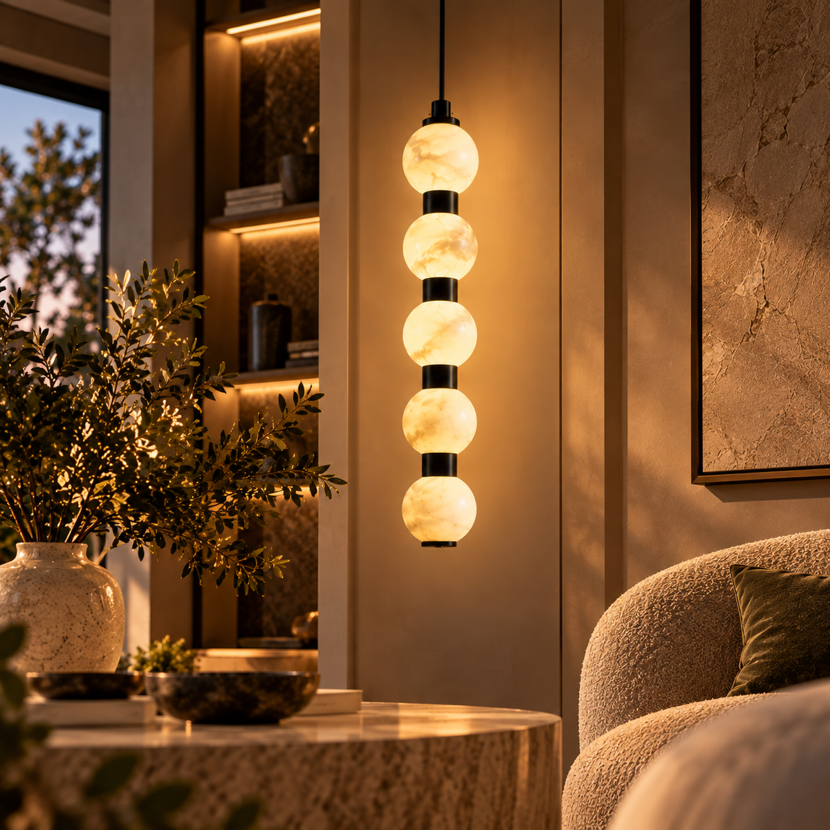 Suspension Althéa — Une lumière sculpturale au charme précieux