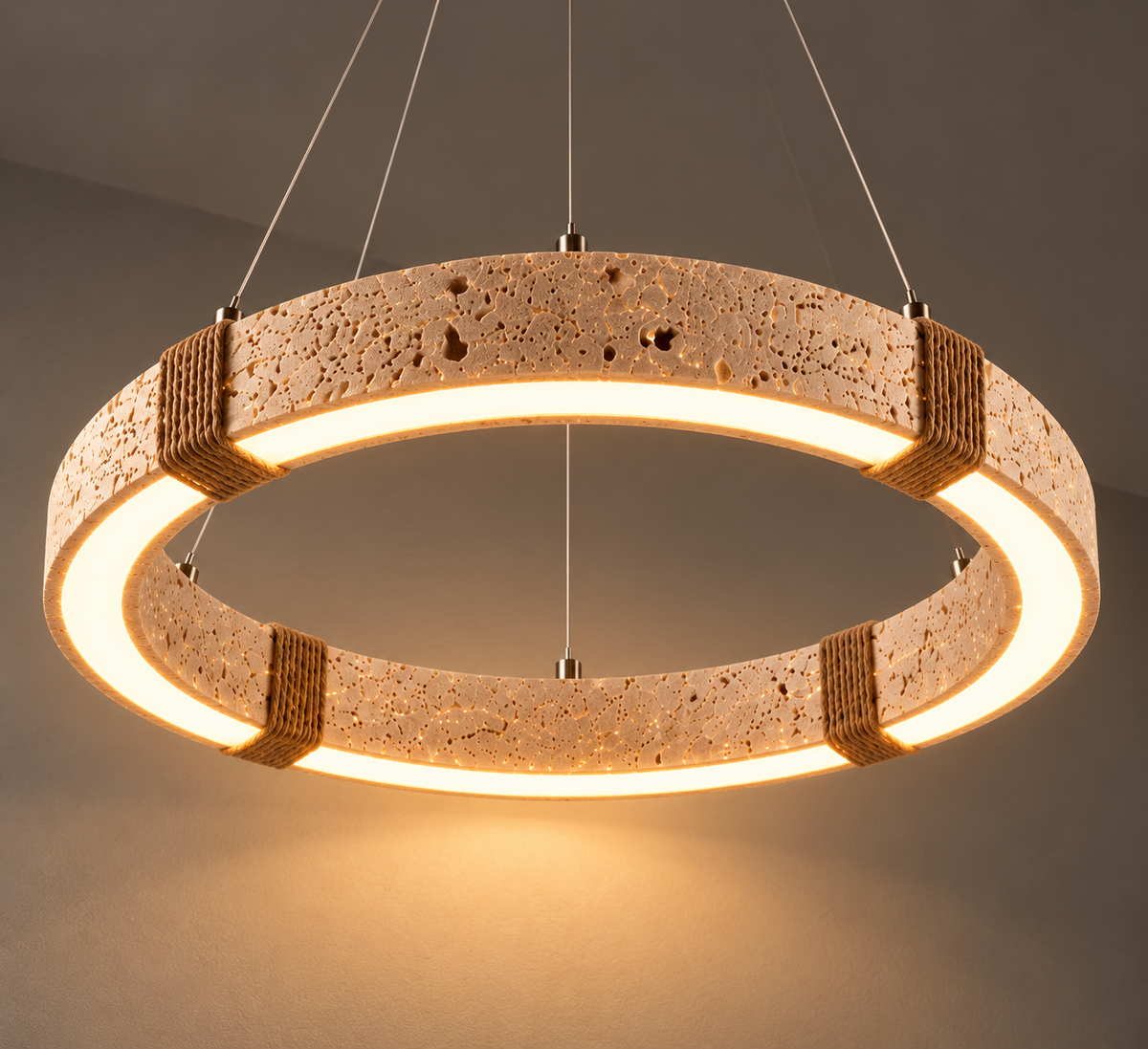 Suspension Anneau Minéral — Élégance Sculpturale & Lumière Contemporaine