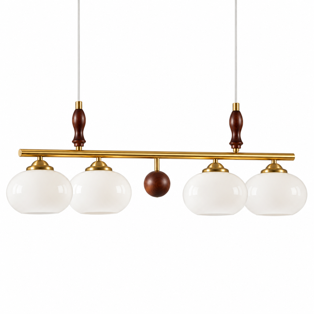 Suspension 4 Lumières — Élégance Rétro & Raffinement Contemporain