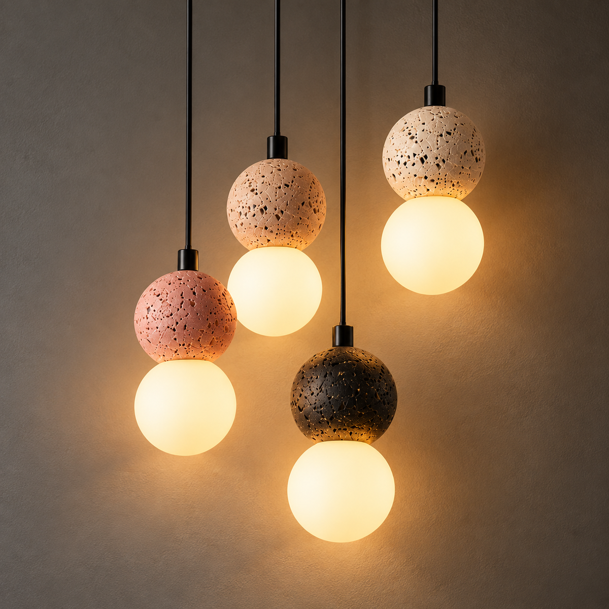 Suspension Duo Minéral — Contraste & Douceur Lumineuse